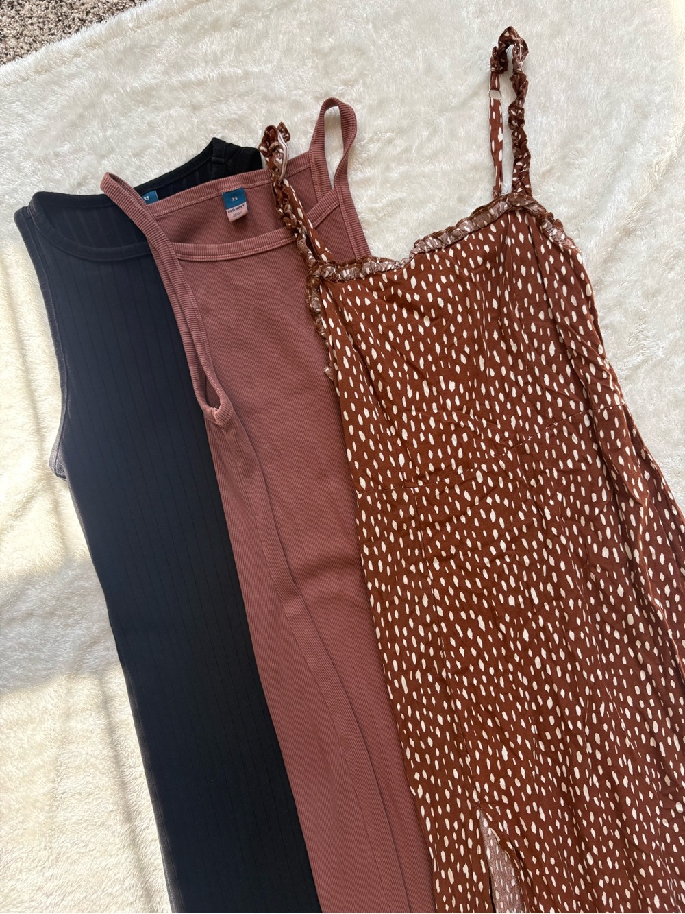 3-Piece Maxi and Midi Dress Set - Black, Brown, Brown Printed - Picture 2 of 4